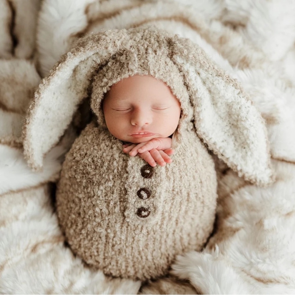 Adorable Tan Bunny Baby Swaddle, Perfect For Newborn Photos